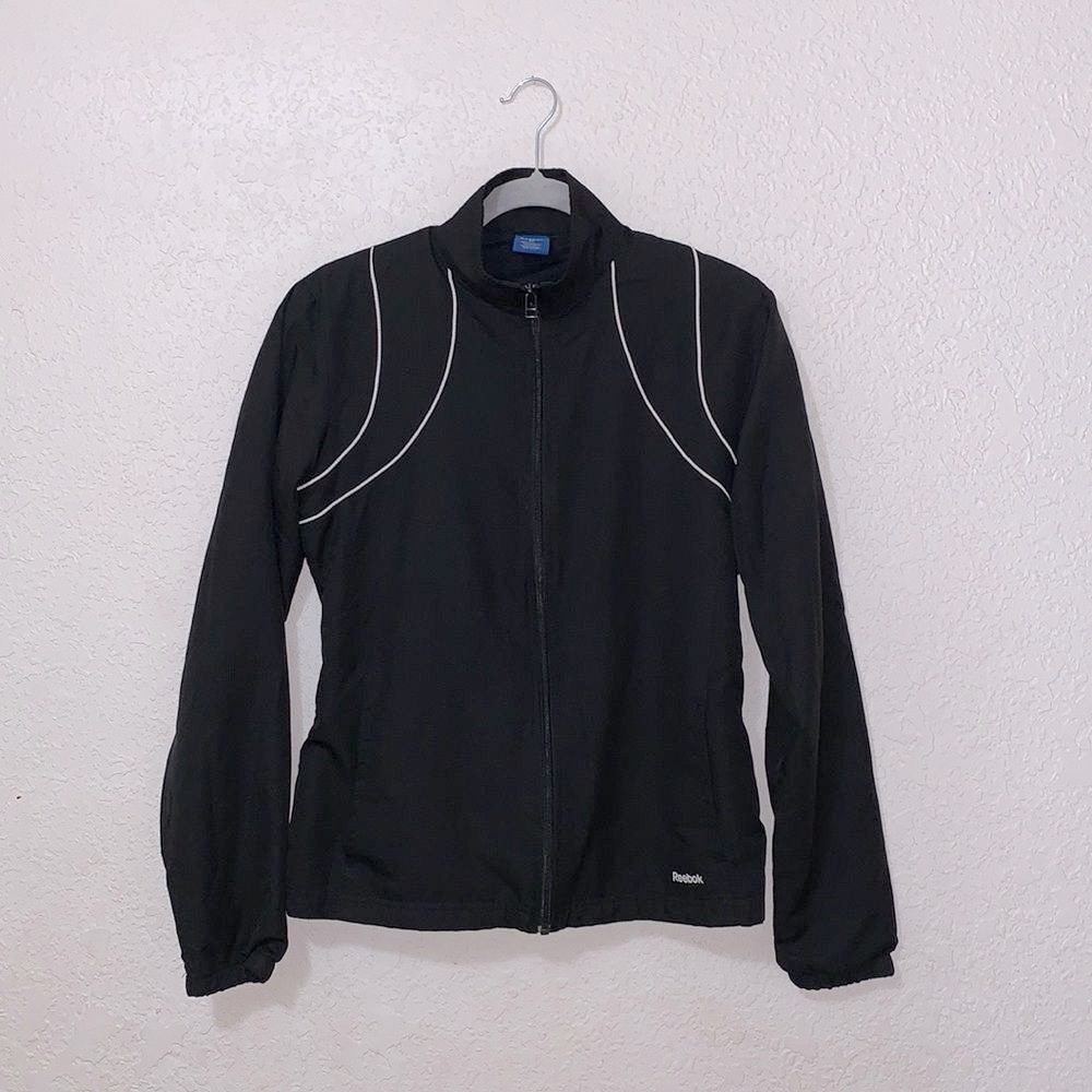 Reebok black and white fitted jacket woman’s size medium